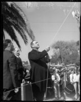 Archbishop John J. Cantwell gives a blessing, Los Angeles, 1935