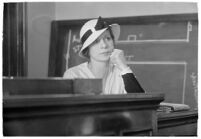 Woman testifying in a courtroom, Los Angeles, 1930-1939