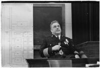 Police Chief James E. Davis testifying before the grand jury about the attempted murder of Harry Raymond, Los Angeles, 1938