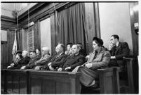 Jury selected for the murder trial of Paul A. Wright, Los Angeles, 1938