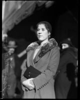 Juliet Savin wearing a coat and hat, Los Angeles, 1930s