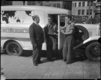 Cousin of President Roosevelt, Leila Roosevelt, meets Mayor Frank L. Shaw. March 3, 1934