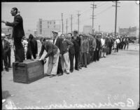 Bonus Army convenes for a march, Los Angeles, 1935