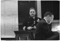 Police Chief James E. Davis testifying before the grand jury about the attempted murder of Harry Raymond, Los Angeles, 1938