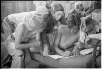 Boys taking part in a free summer camp organized by Los Angeles Sheriff Eugene Biscailuz. Circa July 1937