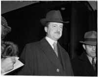 Sir Alfred Duff Cooper travelling by train on his national lecture tour, Los Angeles, 1940