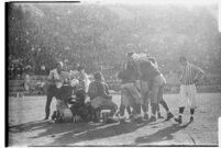 Loyola Lions on the Coliseum field before a game, Los Angeles, 1937