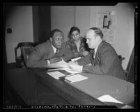 Comedian Eddie "Rochester" Anderson with Los Angeles Juvenile Commissioner Stanley Sutton, Los Angeles, 1941