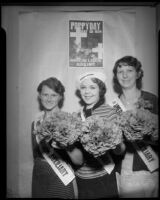 Members of the American Legion Auxillary hold bouquets of artificial poppies on Memorial Day, May 26, 1934