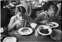 Boys taking part in a free summer camp organized by Los Angeles Sheriff Eugene Biscailuz. Circa July 1937