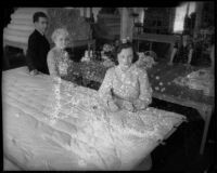 Women make mattresses through SERA program, Los Angeles, 1935