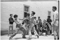 Boys taking part in a free summer camp organized by Los Angeles Sheriff Eugene Biscailuz. Circa July 1937