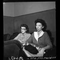 Nurses Ermaline Weese and Mrs. Cecile Bogdanoff during grand jury abortion investigation , Los Angeles, Calif., 1950