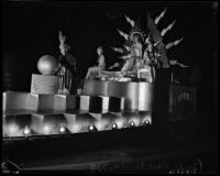 Electrical-themed float created for the Hoover Dam Power Inaugural, Los Angeles, 1936