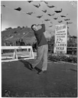 Sam Parks Jr. from Pittsburgh taking a swing at the 12th annual L.A. Open golf tournament, Los Angeles, 1937