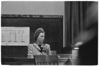 Mrs. Zella Jeffers, accused of engaging in immoral acts with her husband, Reverend Joseph Jeffers, in front of guests in their home, Los Angeles, 1939