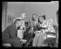 Musicians William Grant Still, L. Wolfe Gilbert, W. C. Handy, Frank Drye and Andy Razaf in Los Angeles, Calif., circa 1954