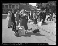 Evangelist Evangeline Smith street preaching in Los Angeles, Calif., circa 1940