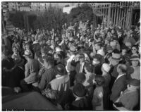 Followers of Robert Noble, to whom he has promised "$25 every Monday morning" as part of a pension plan, Los Angeles, 1937