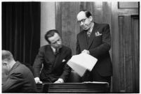 Accused murderer Paul A. Wright on the witness stand, Los Angeles, 1938