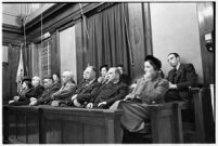 Jury selected for the murder trial of Paul A. Wright, Los Angeles, 1938