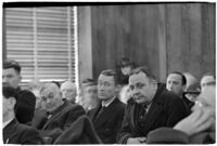 Police Captain Earle E. Kynette sits in court after being charged with conspiracy to commit murder, Los Angeles, 1938