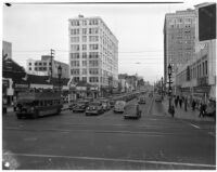 Test of a plan proposed to speed up peak-hour traffic on Wilshire Boulevard, Los Angeles, March 1940