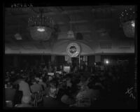 President Eisenhower addressing the annual convention of the American Federation of Labor, Los Angeles, 1954