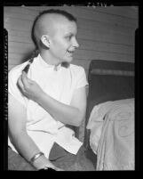 Seventeen-year-old Josephine Amaya with mohawk haircut, Los Angeles, Calif., 1951