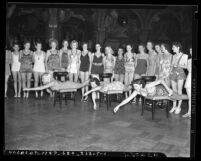 Women auditioning at the Biltmore Hotel for Billy Rose's Aquacade featured at the 1940 Golden Gate International Exposition, Los Angeles, 1940