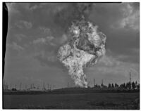 Flames from the explosion at Richfield Oil Company's El Segundo well, December 1937