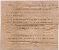 Typewritten note about the possible kidnapping of two teenage girls, Los Angeles, January 1940