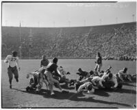 Football game with the USC Trojans and the Ohio State Buckeyes at the Coliseum, Los Angeles, October 9, 1937