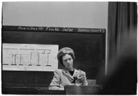 Mrs. Zella Jeffers, accused of engaging in immoral acts with her husband, Reverend Joseph Jeffers, in front of guests in their home, Los Angeles, 1939