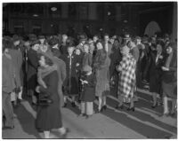 Crowd on the street during the semiannual Dollar Day sale in downtown Los Angeles, February 17, 1940