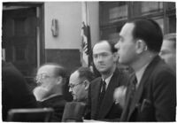 Police Captain Earle E. Kynette sits in court after being charged with conspiracy to commit murder, Los Angeles, 1938