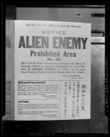 Notice for alien enemy prohibited territory no. 30