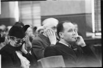 Robert Noble, man accused of running a pension scheme, sits in court during his misdemeanor trial, Los Angeles, 1937