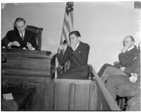 Charles Hardaker at the inquest for his wife, Betty Flay Hardaker, Los Angeles, 1940