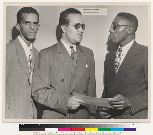 Franklin H. Williams with Lloyd Greenwood and Isaac Woodard of Blinded Veterans Association