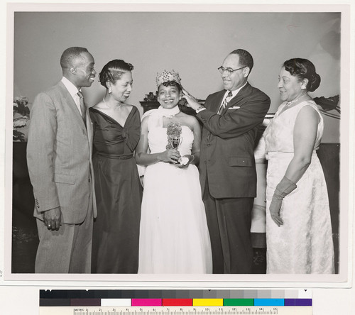 Crowning a young woman, San Francisco, Calif