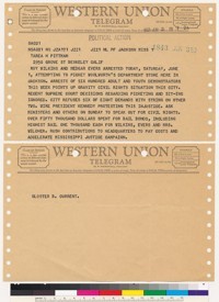 [telegram to Tarea H Pittman from Gloster B. Current]