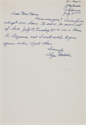 Letter from Shigeo Motoike to [Afton] Nance, 1942 Jul 11