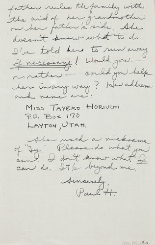 Letter from Paul H. [Kusuda] to [Afton] Nance, 1942 Sep 5