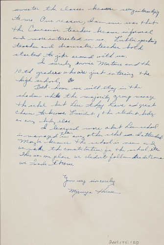 Letter from Mizuye Hirose to [Afton] Nance, 1943 Jul 1