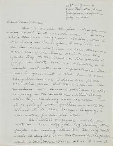 Letter from Paul H. [Kusuda] to [Afton] Nance, 1942, July 5