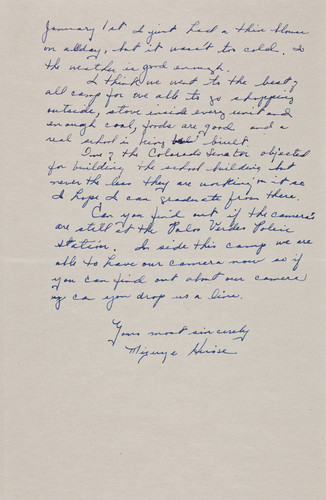 Letter from Mizuye Hirose to [Afton] Nance, 1943 Jan 8