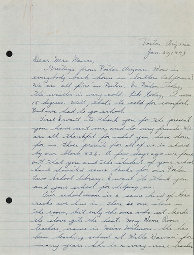 Letter from George Ohno to [Afton] Nance, 1943 Jan 20 — Calisphere