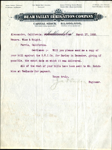 Letter from James T. Taylor to Messrs. Wise & Knight, 1892-03-17