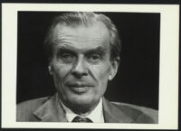 Aldous Huxley close up black background, looking forward (identical image) [descriptive]